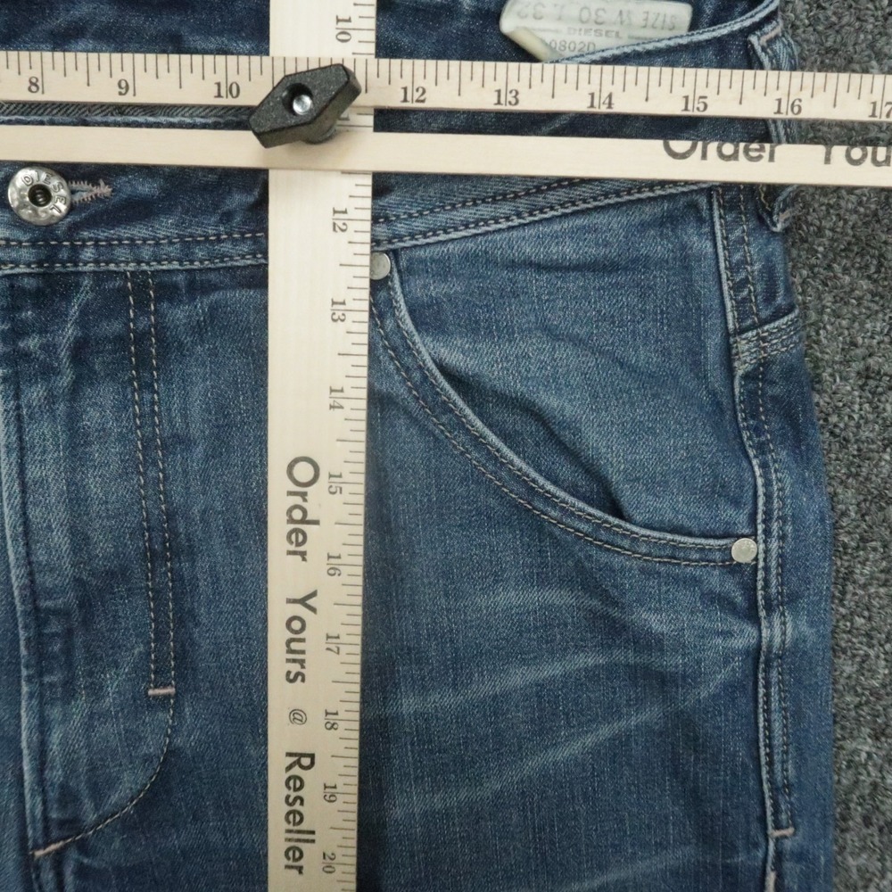 Diesel Jeans Mens 31x32 Blue Krooley Slim Carrot 5 Pocket Whiskered - Picture 8 of 13